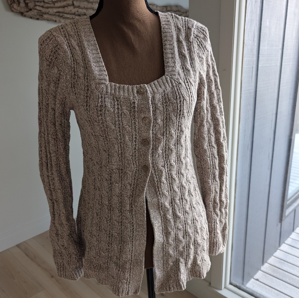 Apt. 9 Women's Beige Cable Knit Cardigan